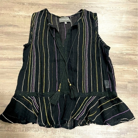 Michael Stars Tops - Michael Stars Anthropologie Embroidered Tassel Sleeveless Blouse​​​